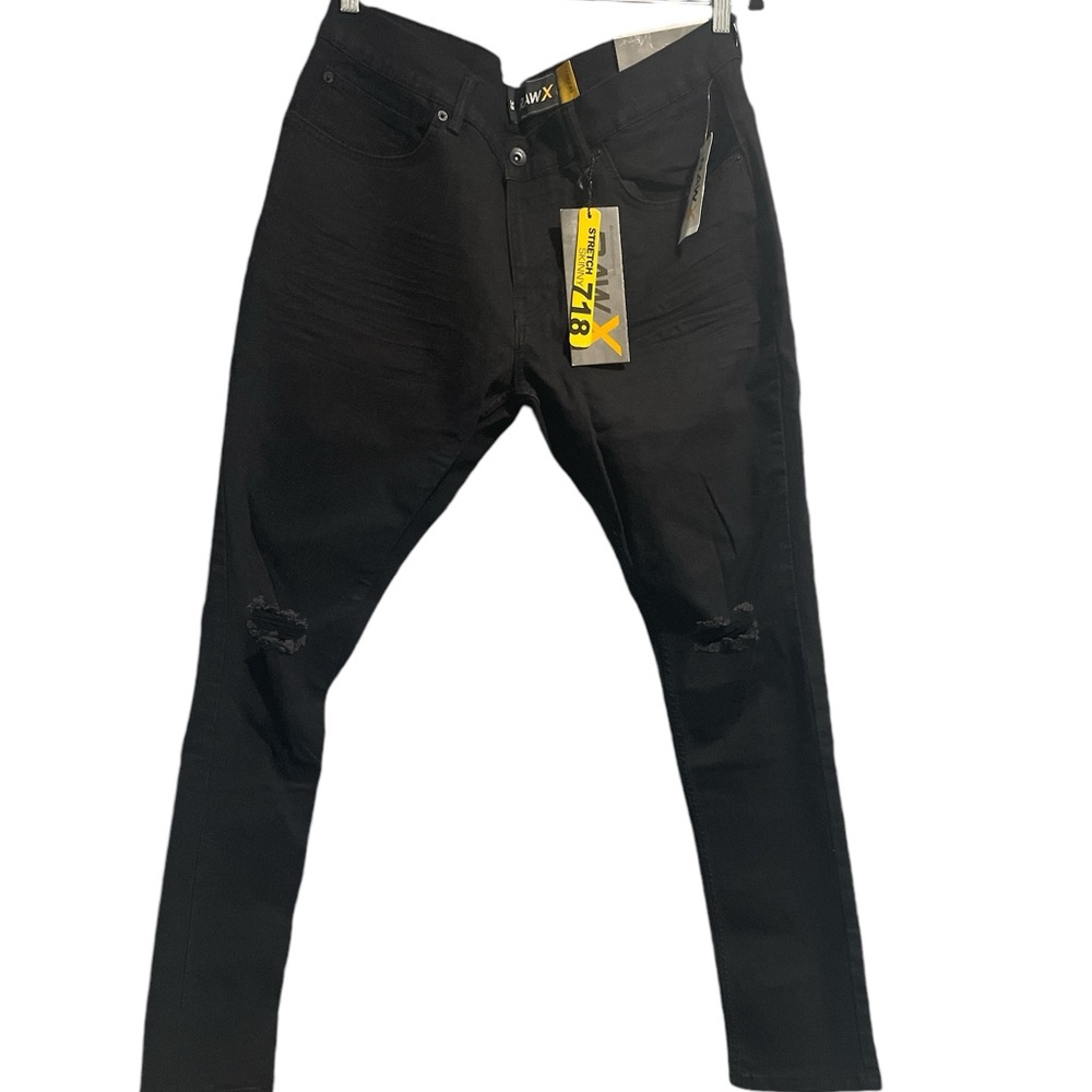 New men's RawX black distressed jeans